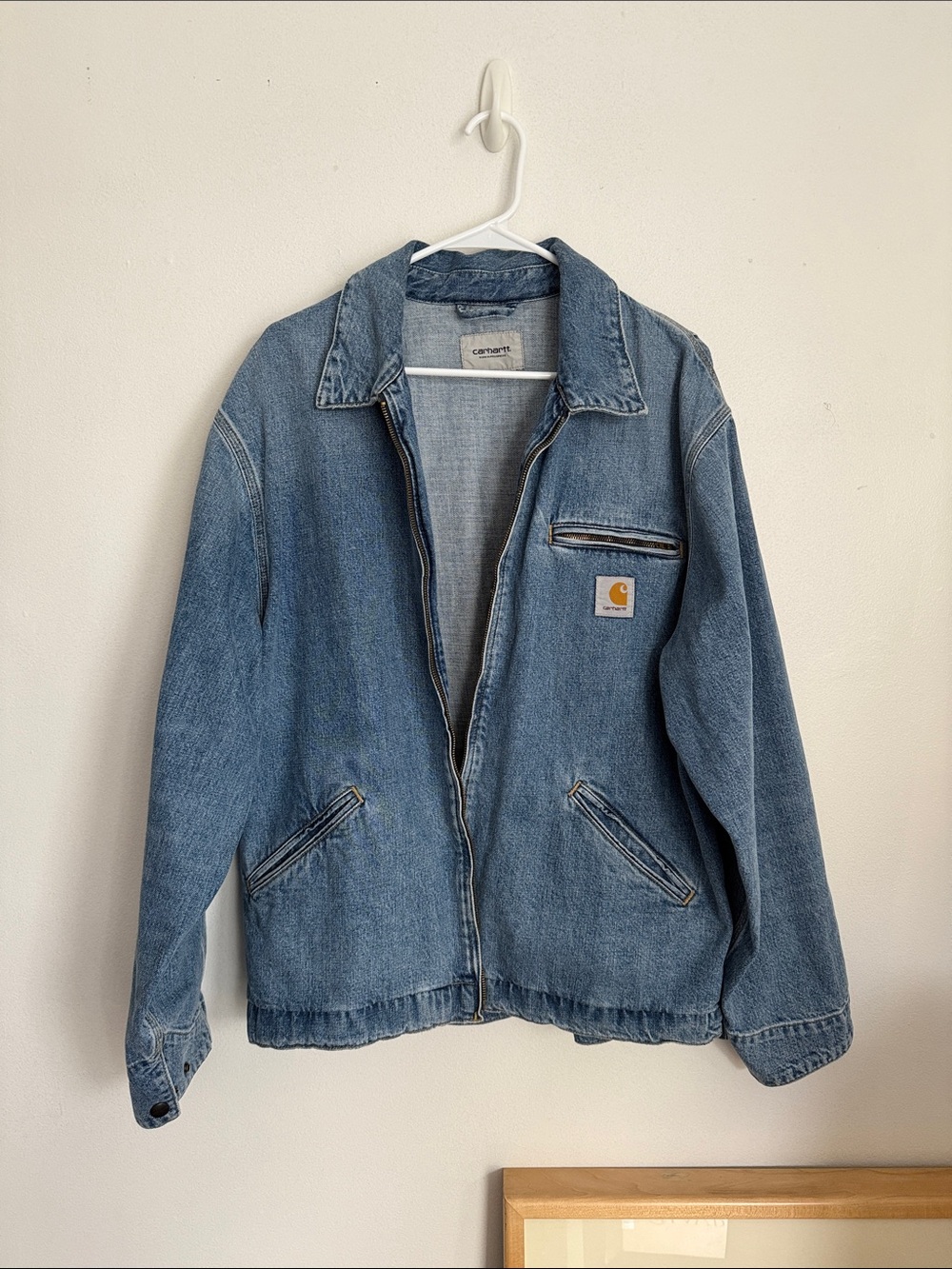 Carhartt WIP Blue Denim Zip-Front Work Jacket